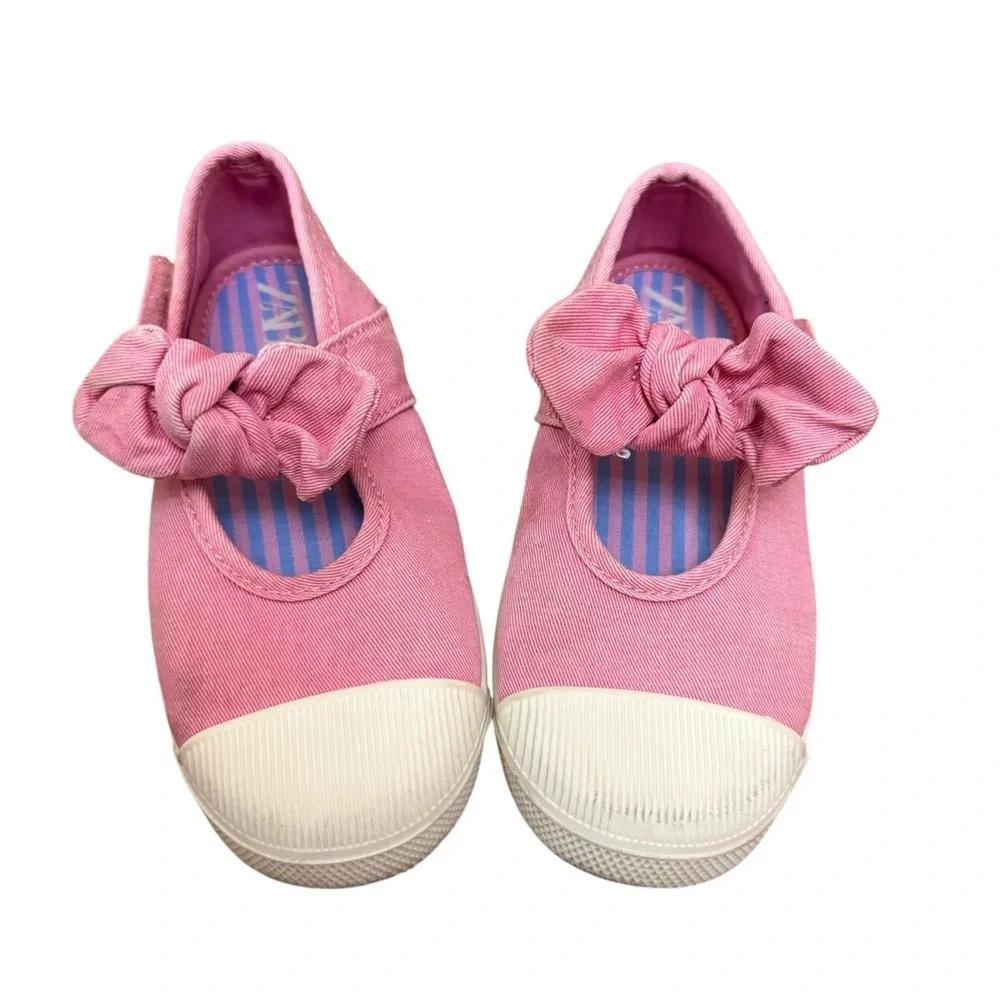 Zara| Kids Open Sneakers with Bow Pink- Size 12 or EU 29